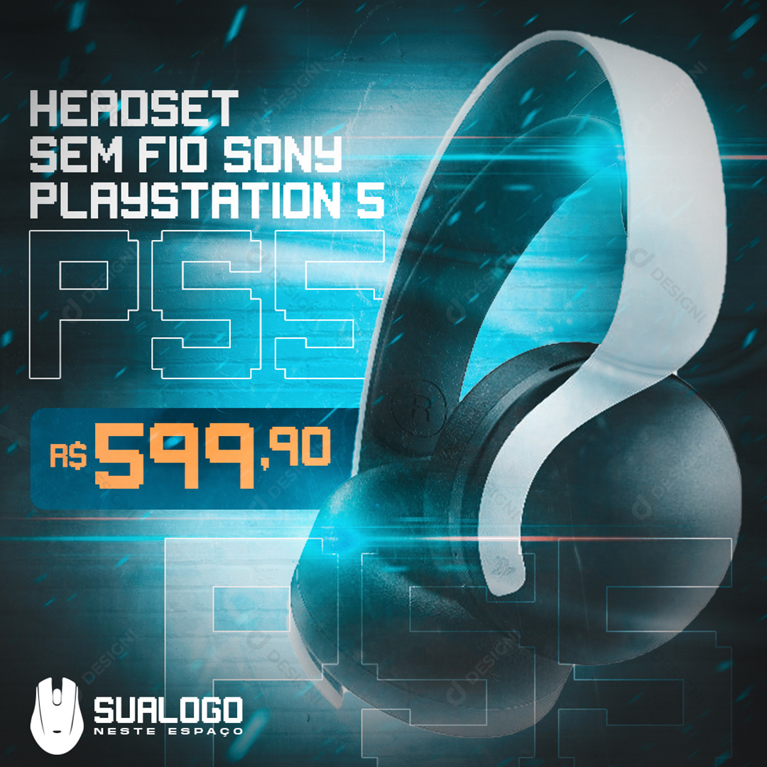 Headset  Sem Fio Sony Playstation 5 Social Media PSD Editável