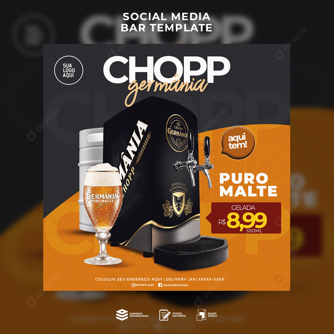Chopp Germânia Puro Malte Social Media PSD Editável