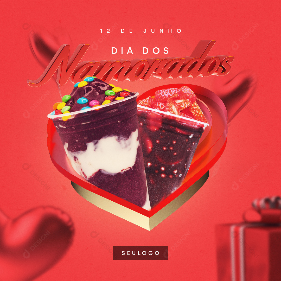 12 de Junho Dia Dos Namorados Açaíteria Social Media PSD Editável