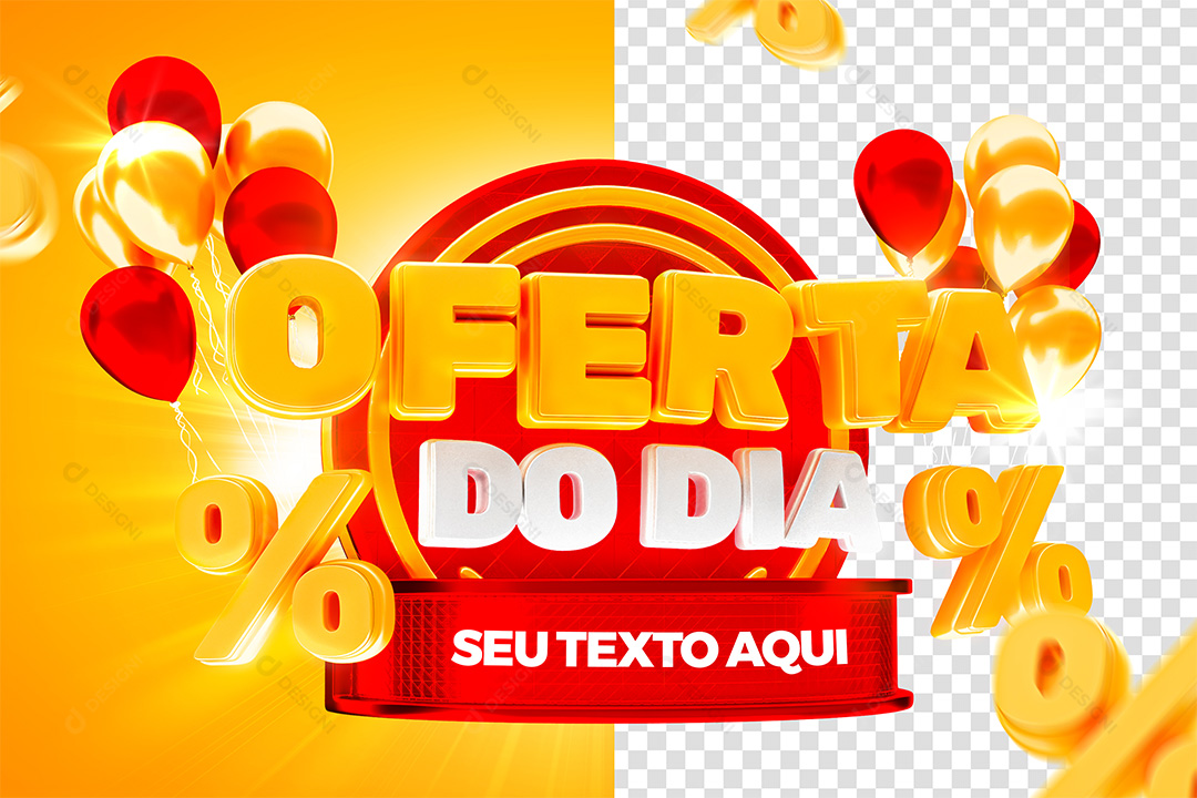 Oferta do Dia Selo 3D Para Composição PSD Editável