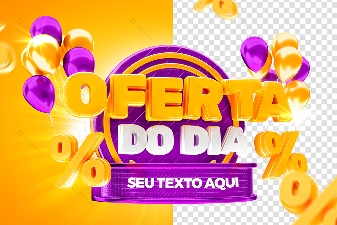 Oferta do Dia Selo 3D Para Composição PSD Editável