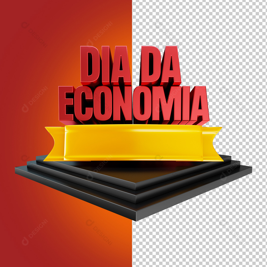 Dia da Economia Selo 3D PNG Transparente Sem Fundo