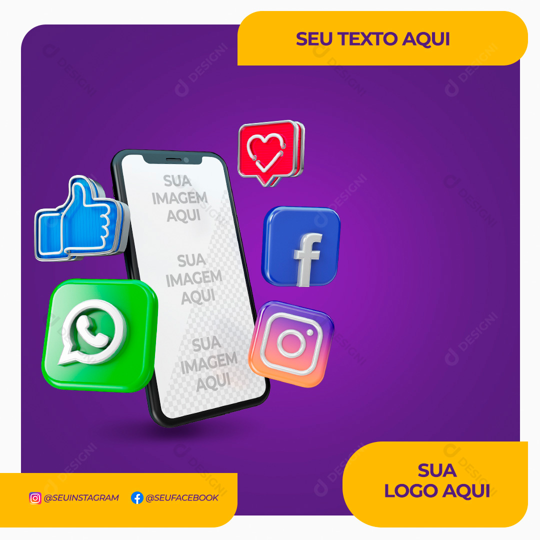 Mockup de Celular Redes Sociais Elemento PSD Editável
