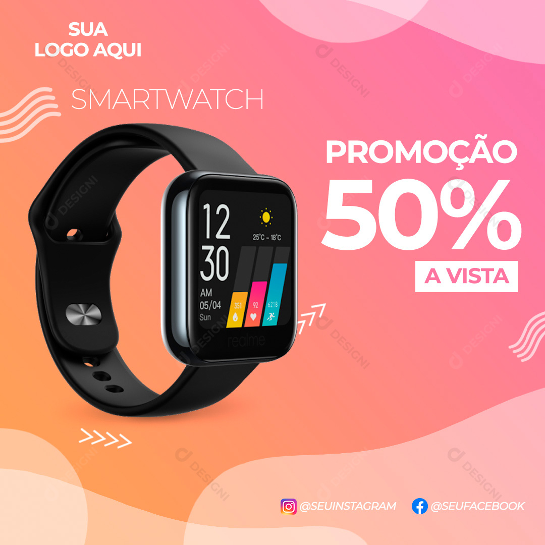 Lojas Relógio Smartwatch Promoção Social Media PSD Editável