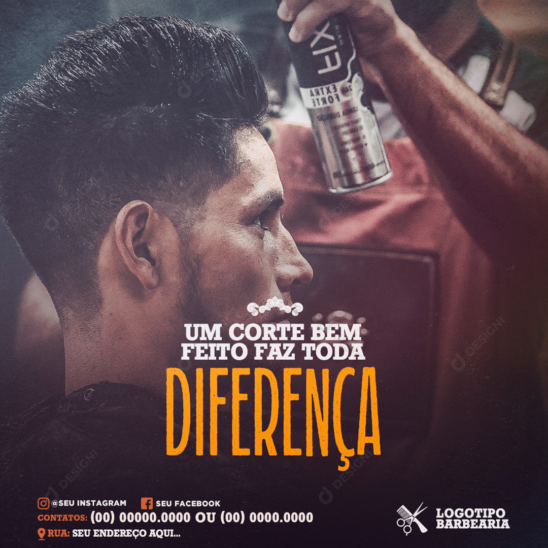 Barbearia Um Corte Bem Feito Faz Toda Diferença Social Media PSD Editável