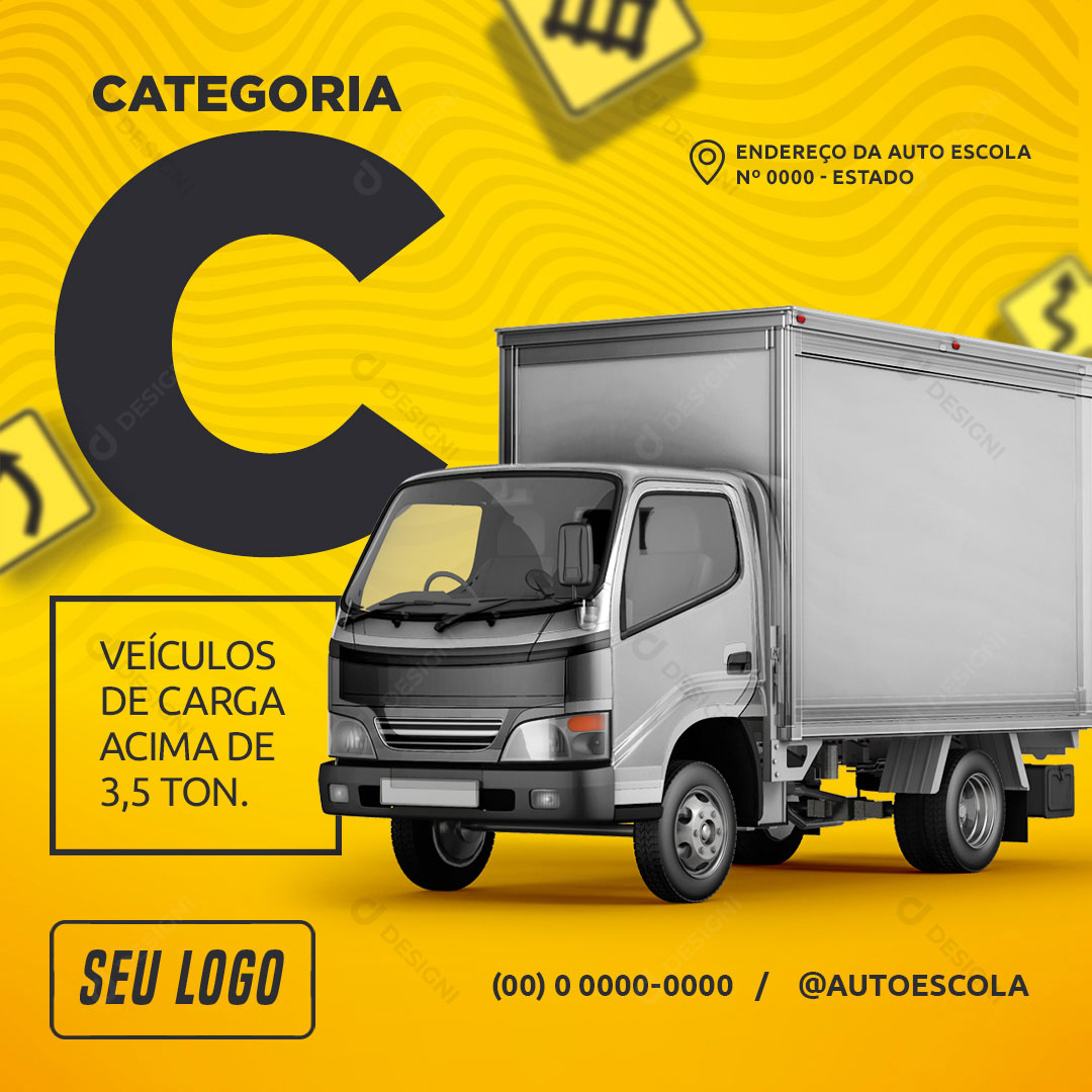 CNH Auto Escola Categoria C Social Media PSD Editável
