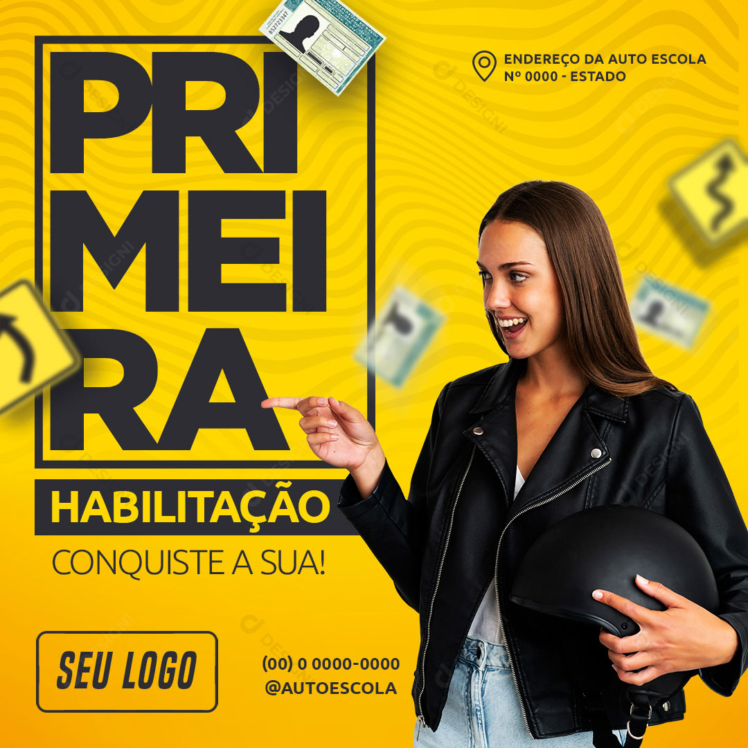 CNH Auto Escola Primeira Habilitação Conquiste a Sua Social Media PSD Editável