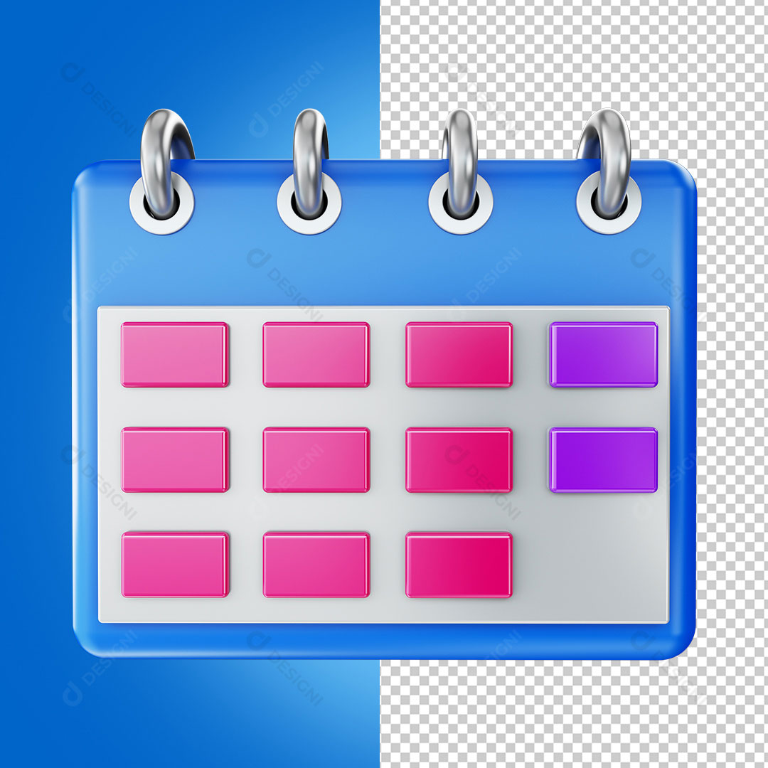 Calendário Elemento 3D Para Composição PNG Transparente