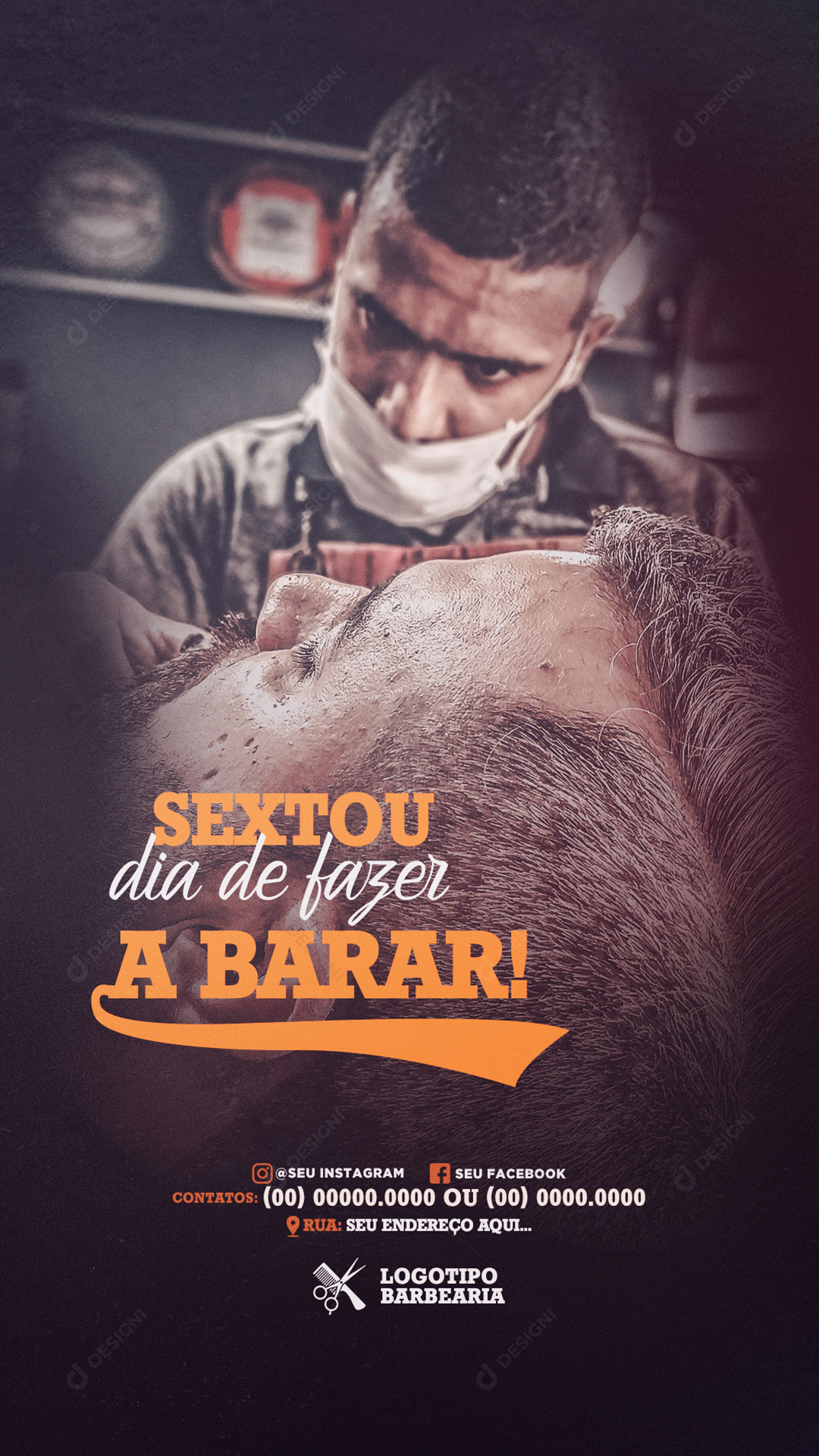 Barbearia Story Sextou Dia de Fazer a Barba Social Media PSD Editável