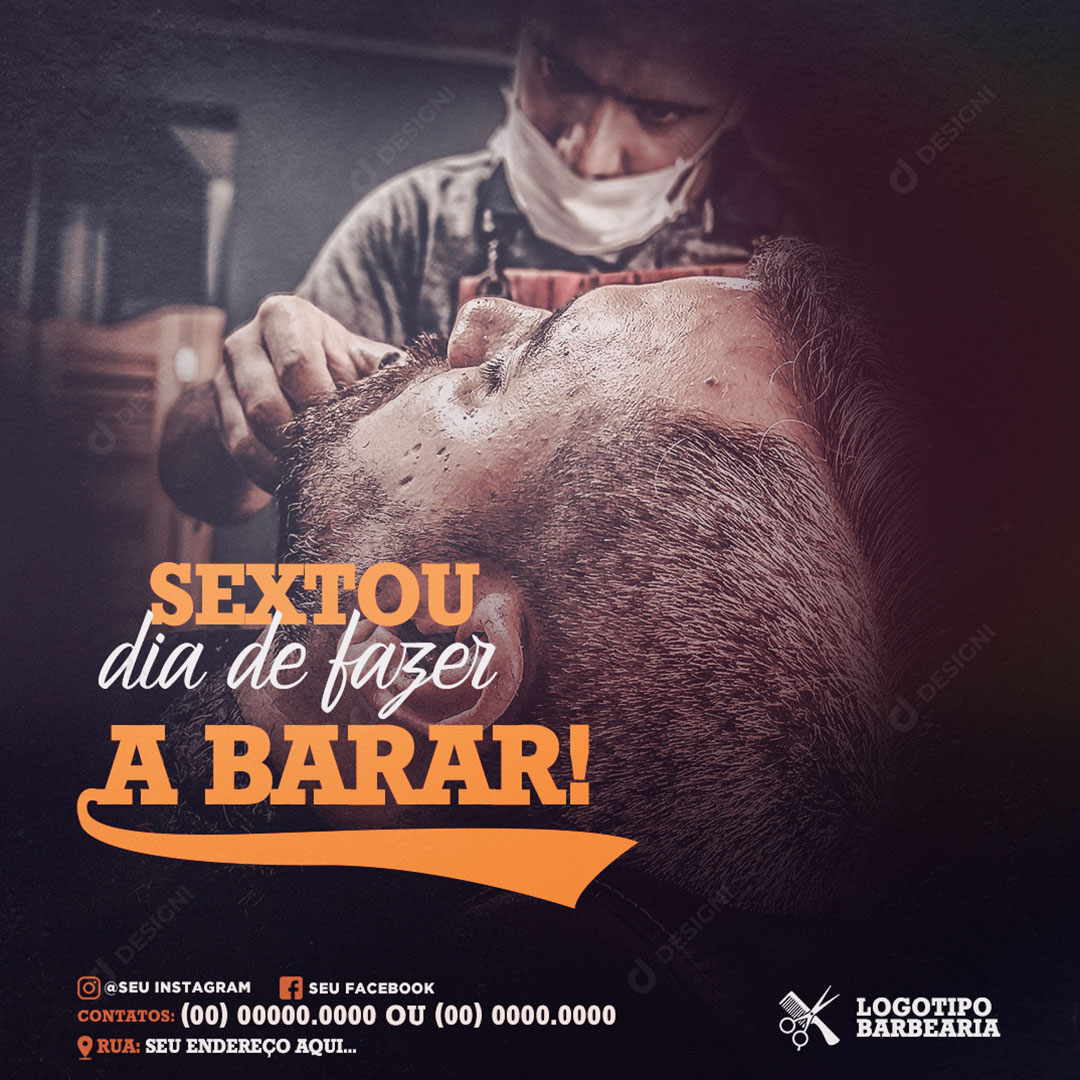 Barber shop Sextou Shaving Day Social Media Editable PSD