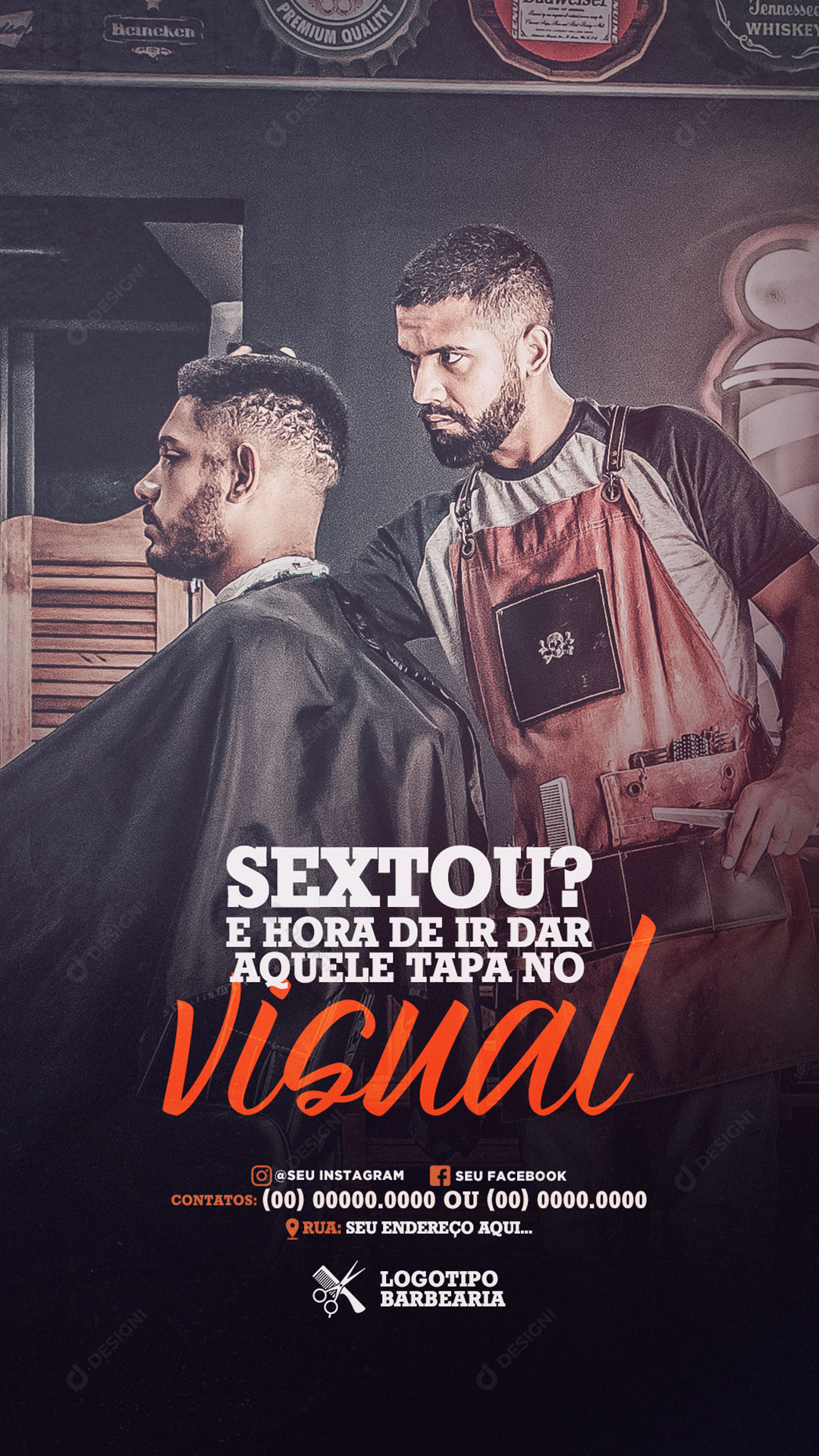 Barbearia Story Sextou? E Hora de Dar Aquele Tapa no Visual Social Media PSD Editável