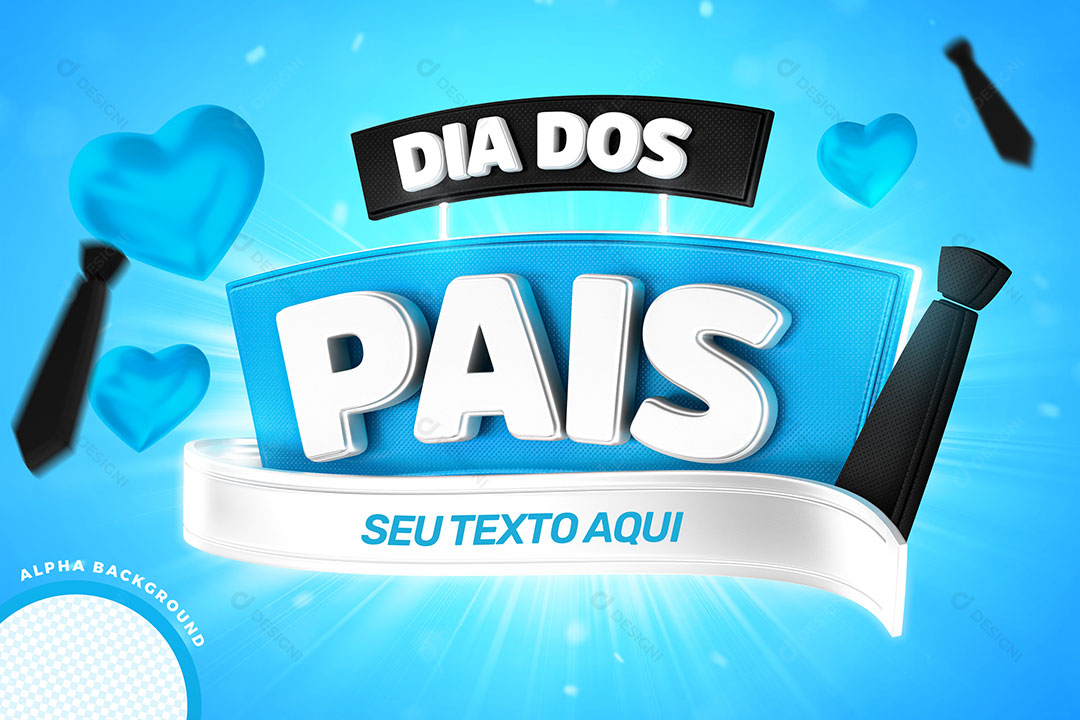 Dia dos Pais Selo 3D PSD Editável