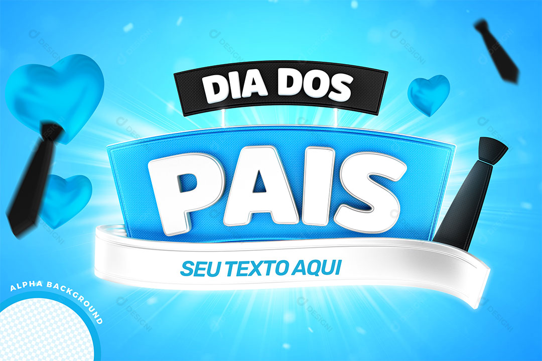 Dia dos Pais Selo 3D Texto Editável PSD