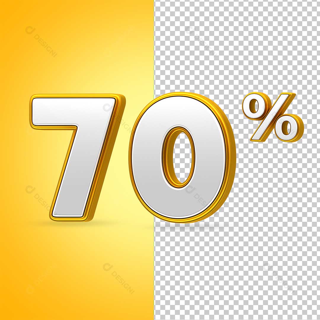 Texto 3D 70% Lojas Supermercados PNG Transparente Sem Fundo