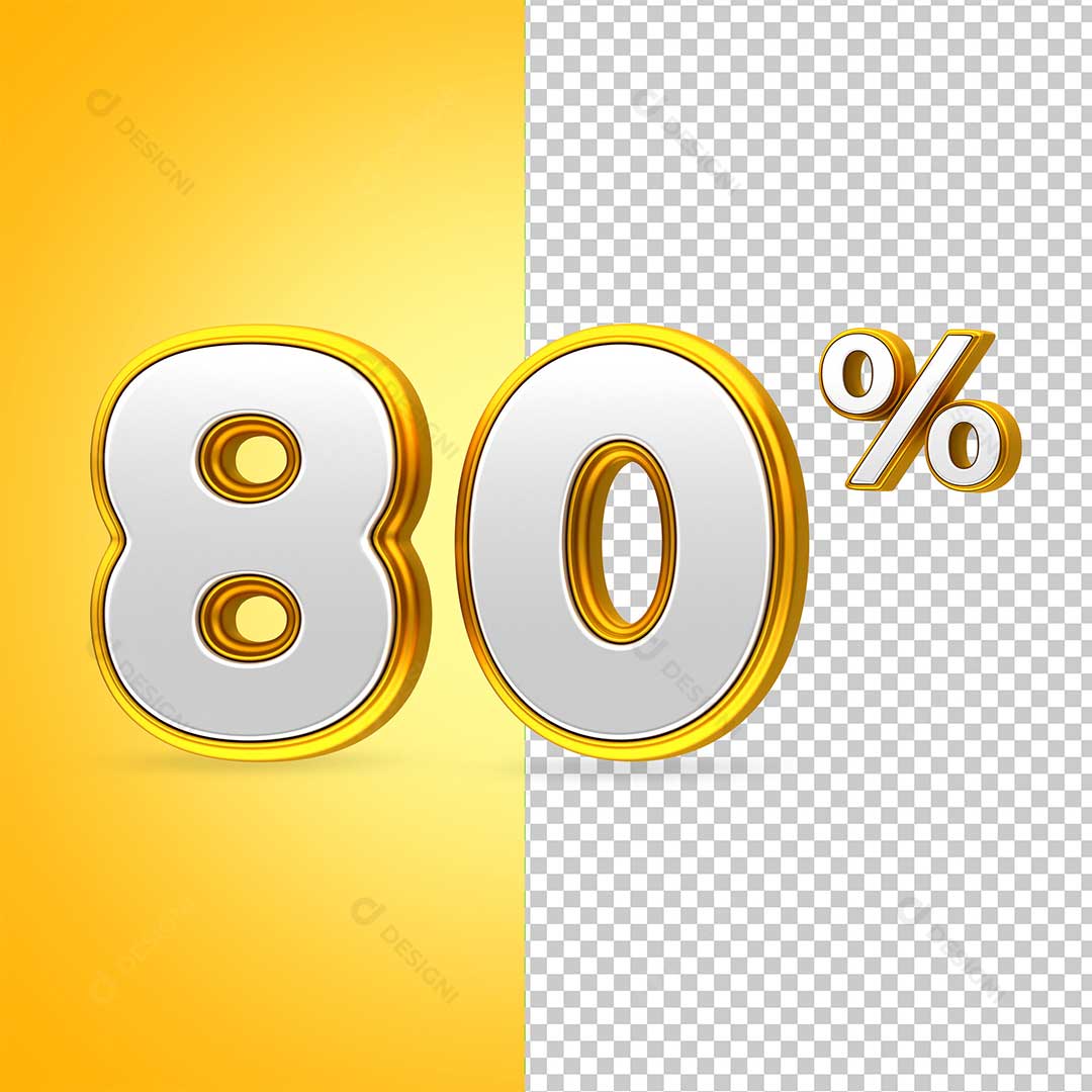 Texto 3D 80% Lojas Supermercados PNG Transparente Sem Fundo