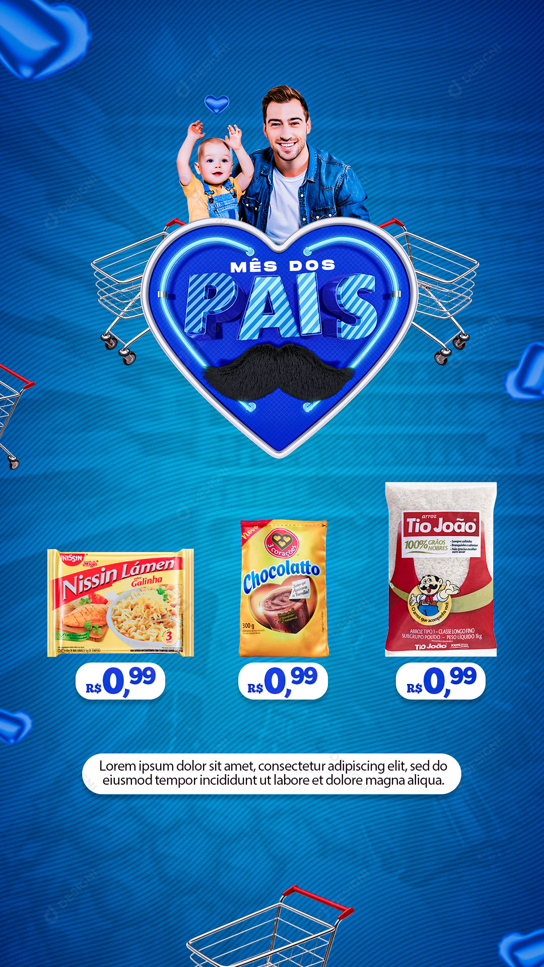 Story Supermercado Mês dos Pais Produtos Social Media PSD Editável