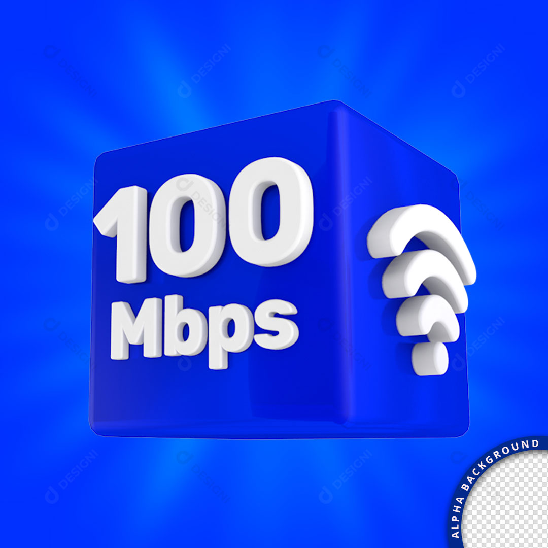 Internet 100 Mbps WiFi Selo 3D Elemento Para Composição PNG Transparente