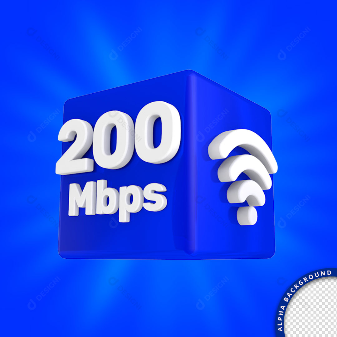 Internet 200 Mbps WiFi Selo 3D Elemento Para Composição PNG Transparente