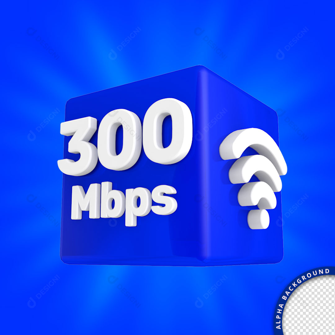 Internet 300 Mbps WiFi Selo 3D Elemento Para Composição PNG Transparente