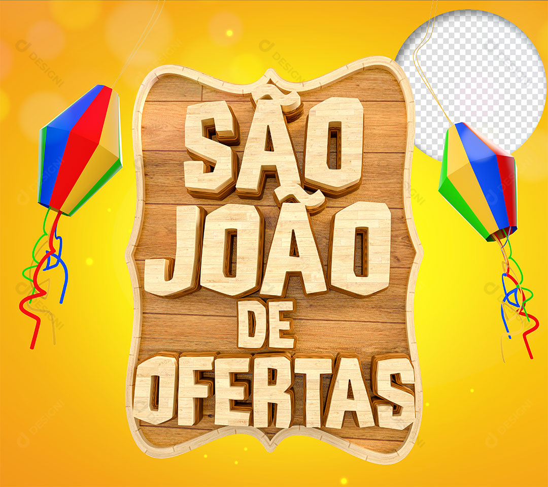 São João de Ofertas Selo 3D Para Composição PSD