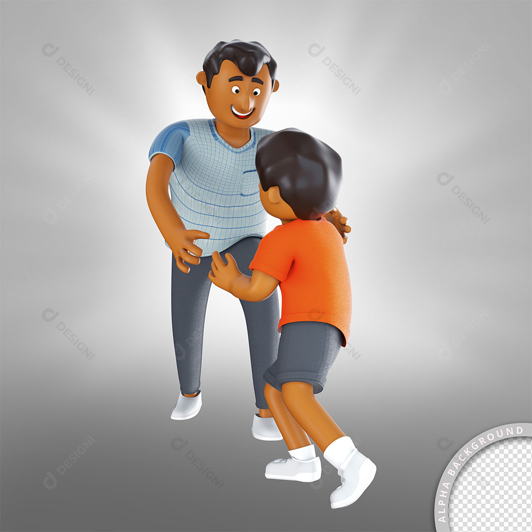 Ilustração 3D Pai e Filho PNG Transparente