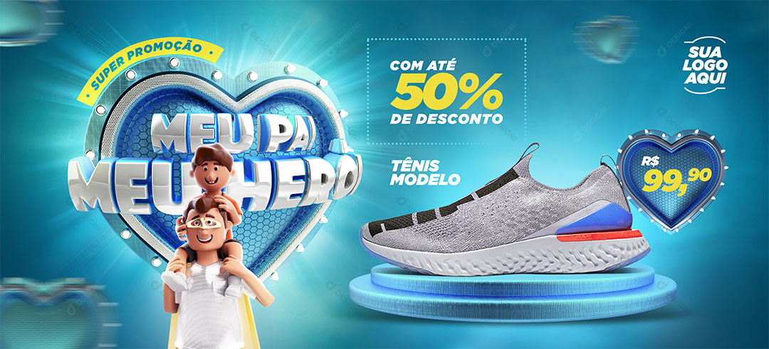 Banner Super Promoção Dia dos Pais Social Media PSD Editável