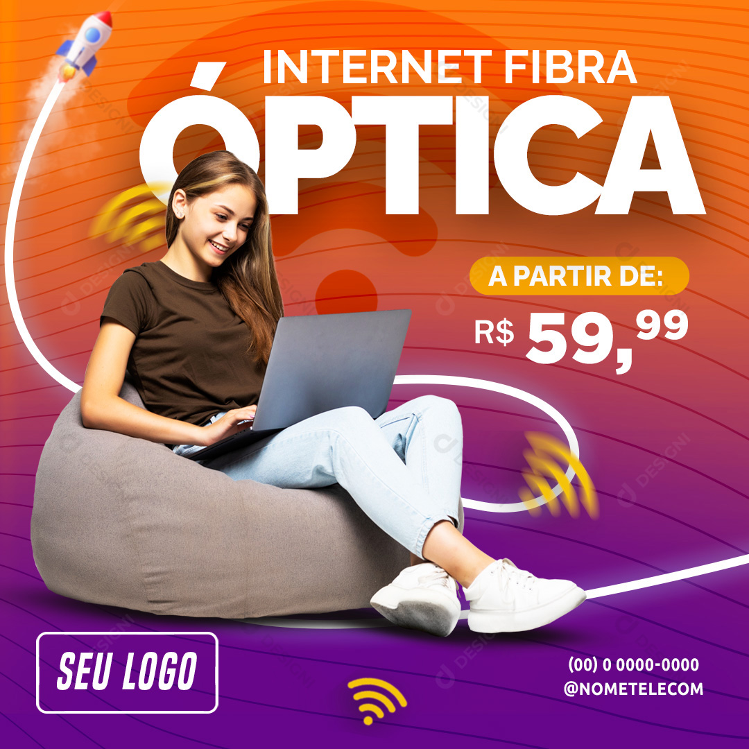 Internet Fibra Óptica Social Media PSD Editável