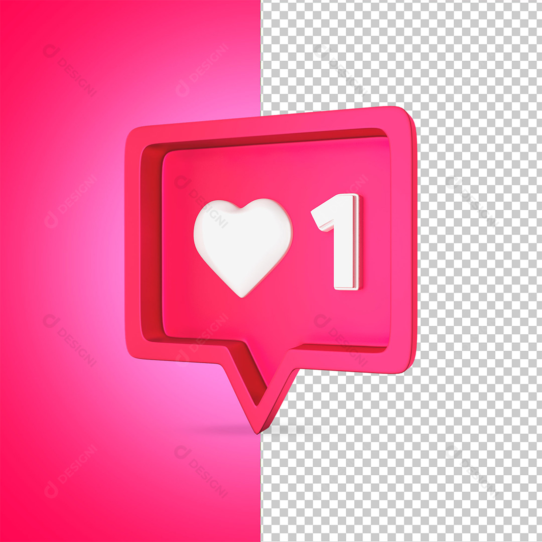Ícone 3D Instagram Gostei Para Composição PNG Transparente Sem Fundo