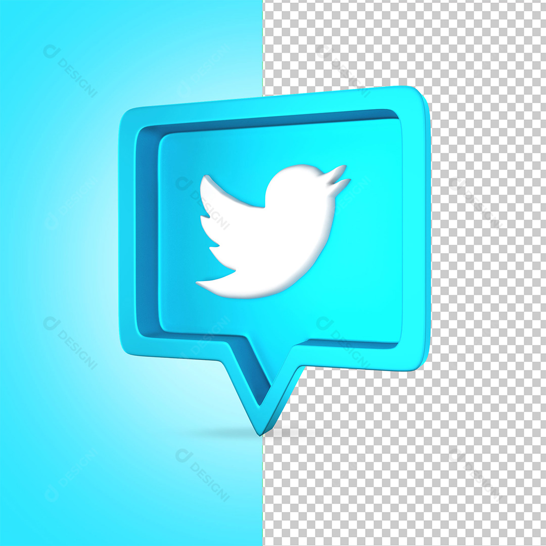 Ícone 3D Twitter Para Composição PNG Transparente Sem Fundo