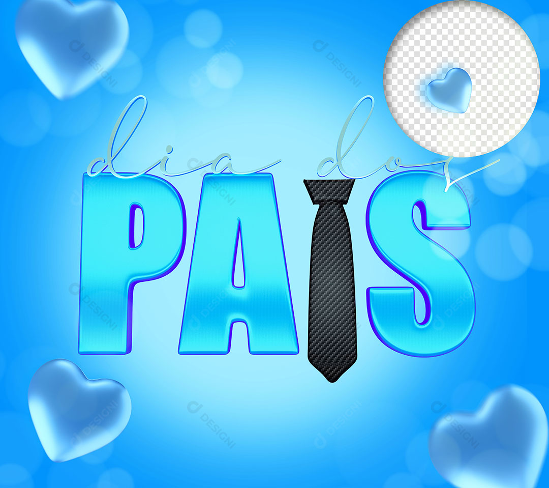 Dia dos Pais Texto 3D PNG Transparente Sem Fundo