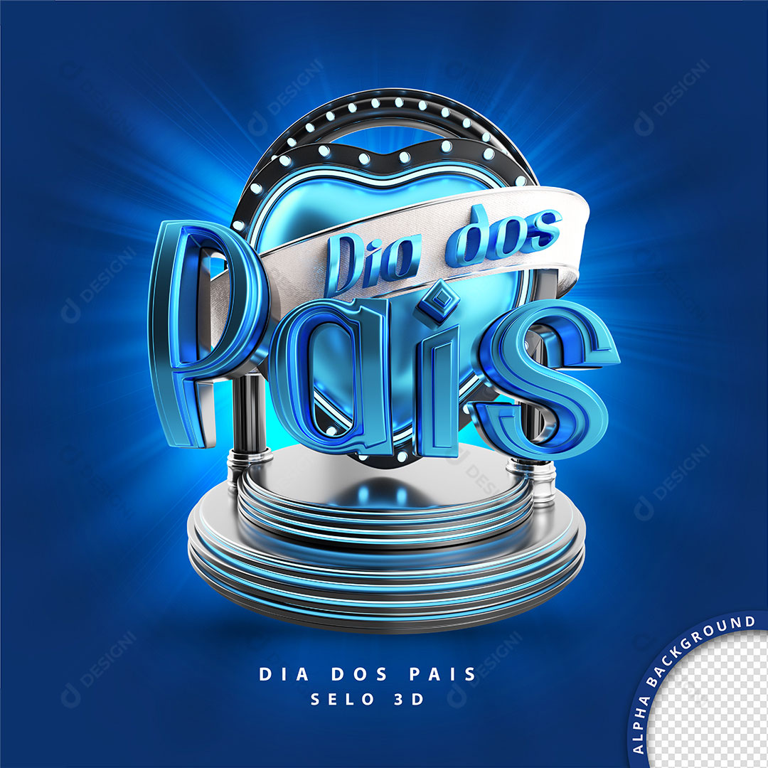 Dia dos Pais Selo 3D PNG Transparente + PSD