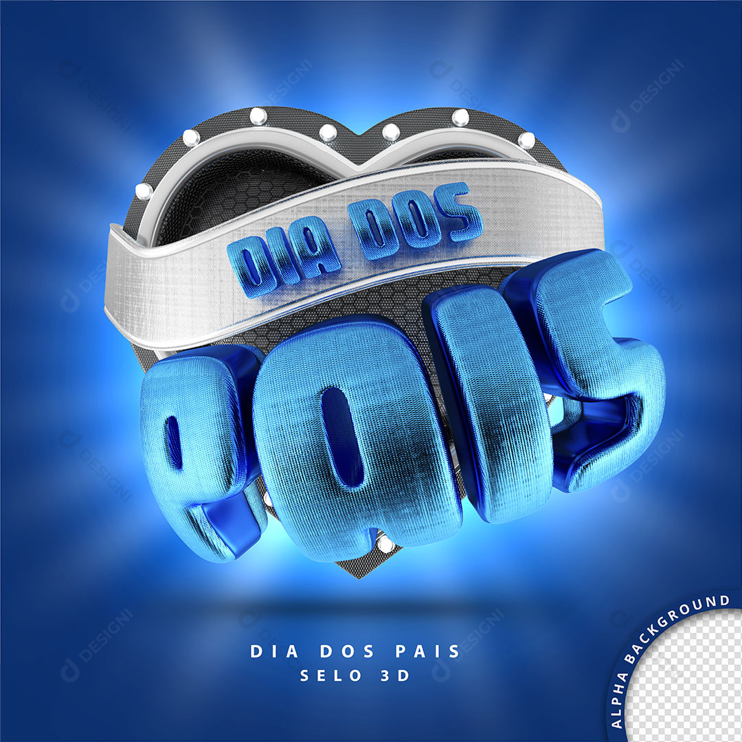 Dia dos Pais Selo 3D PNG Transparente + PSD