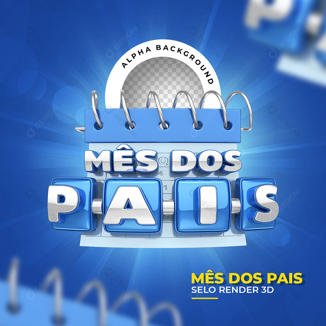 Mês dos Pais Selo 3D PNG Transparente Sem Fundo