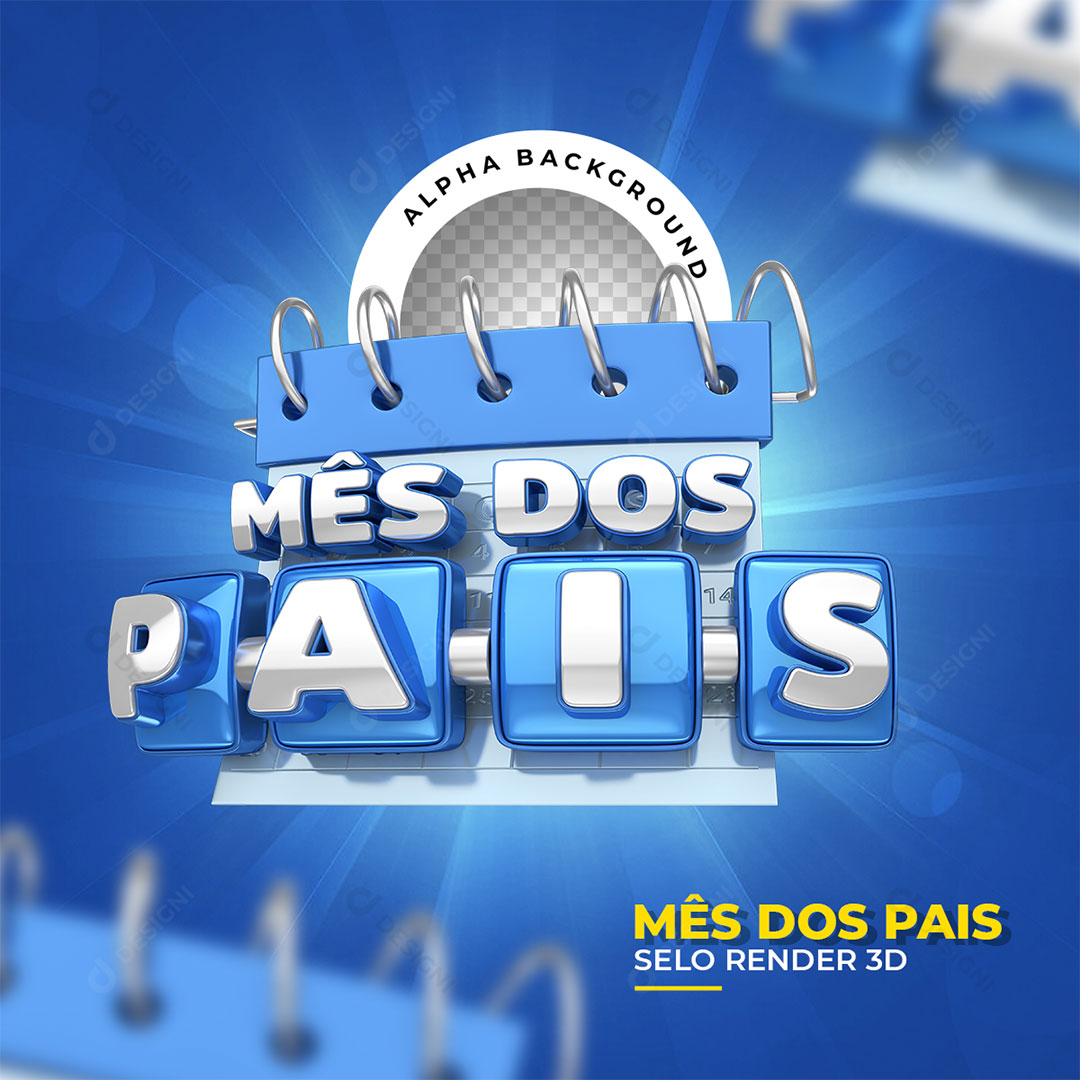 Mês dos Pais Selo 3D PNG Transparente Sem Fundo