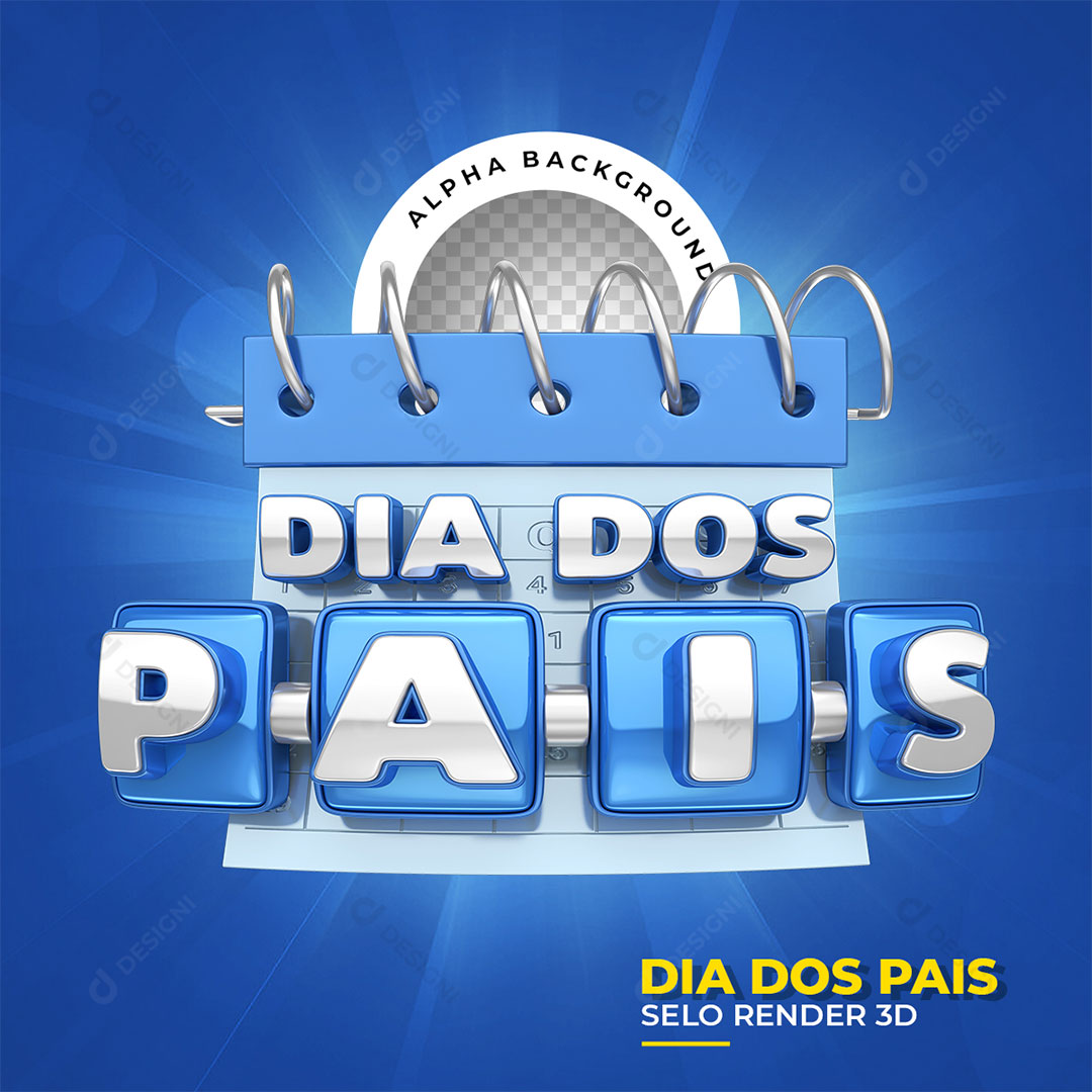 Dia dos Pais Selo 3D PNG Transparente Sem Fundo