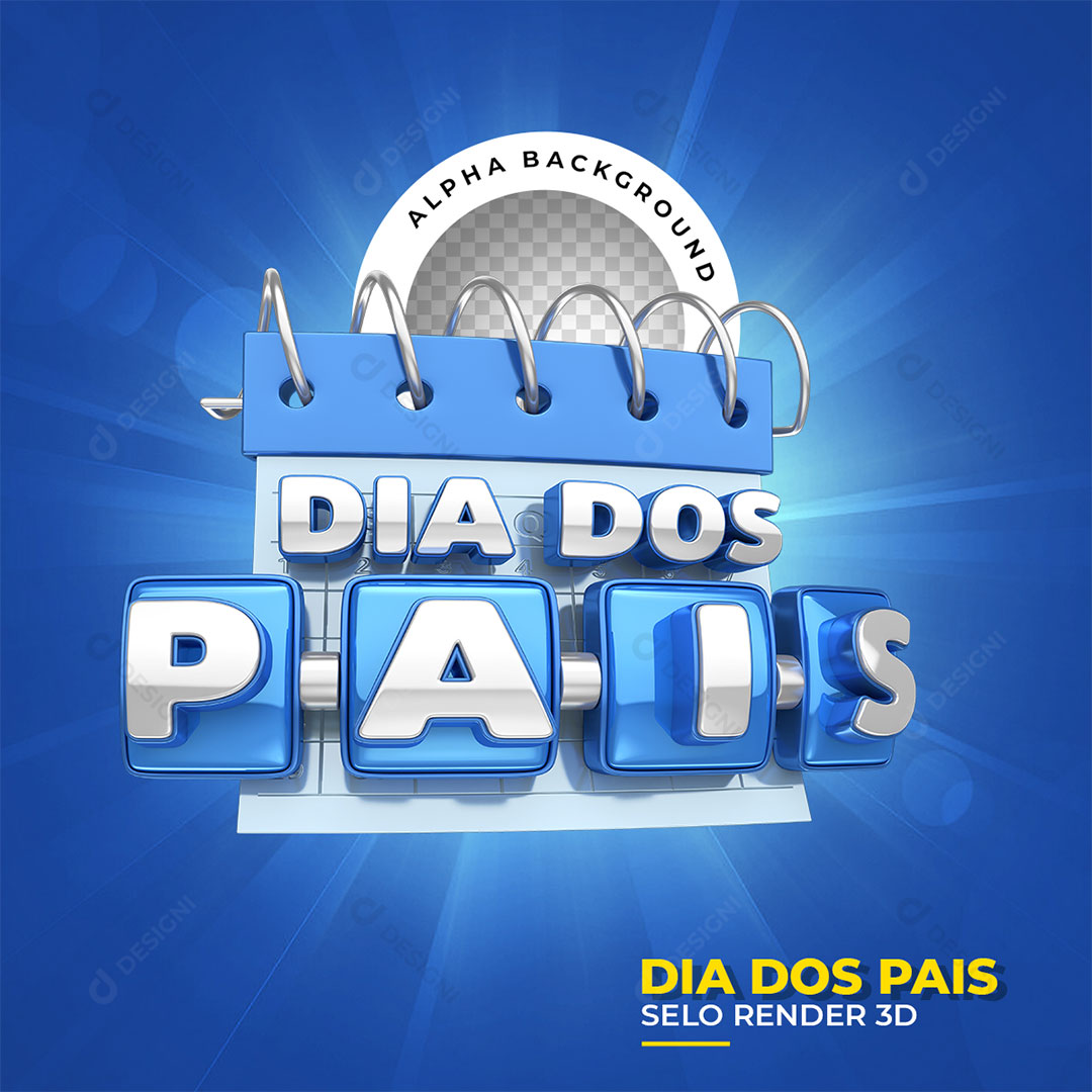 Dia dos Pais Selo 3D PNG Transparente Sem Fundo