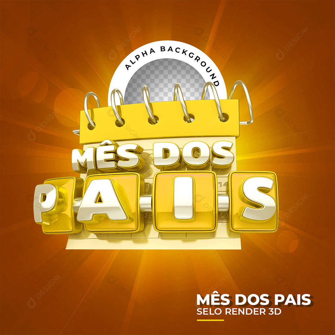 Mês dos Pais Selo 3D PNG Transparente Sem Fundo