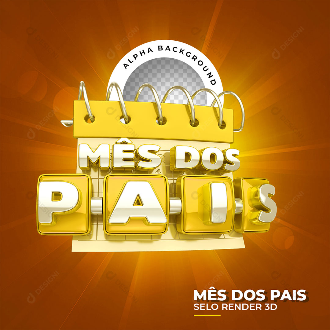 Mês dos Pais Selo 3D PNG Transparente Sem Fundo