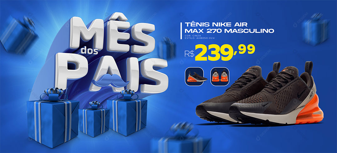 Banner Mês dos Pais Tênis Calçado Masculino PSD Editável