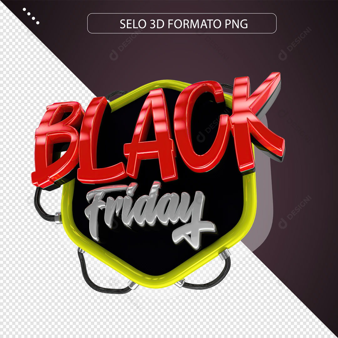 Black Friday Selo 3D Para Composição PNG Transparente Sem Fundo