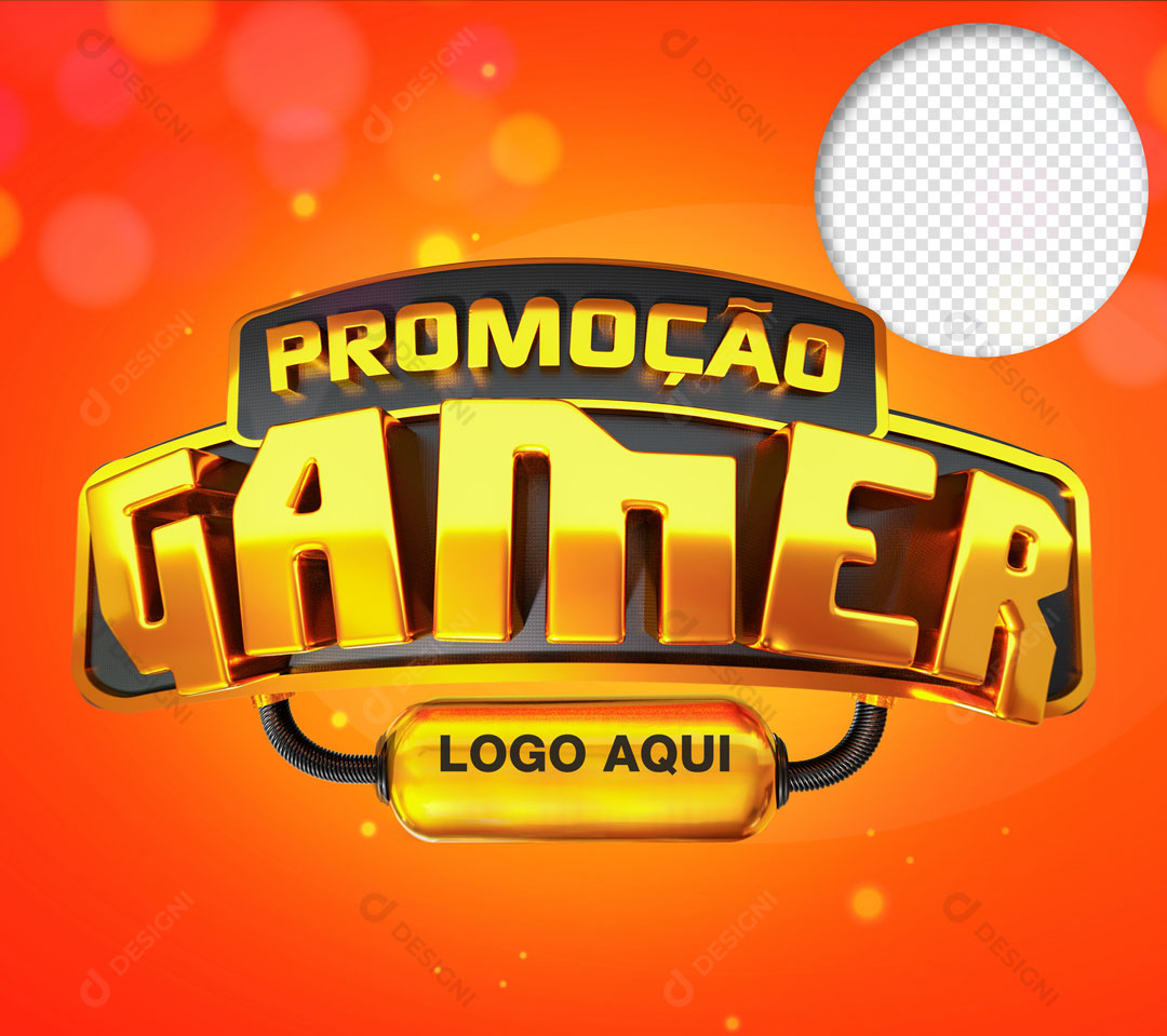 Promoção Gamer Selo 3D Logo Editável PSD