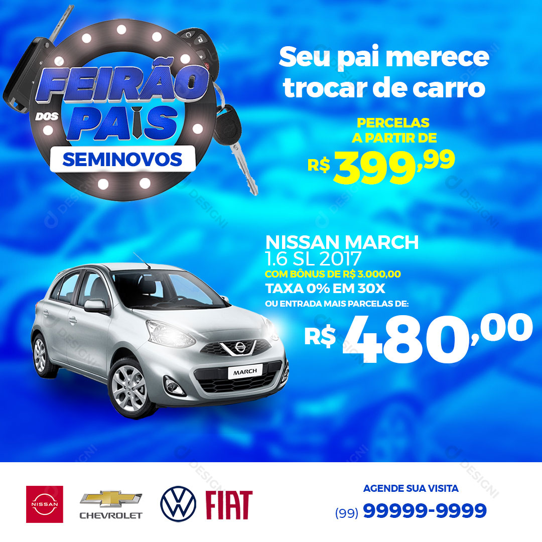 Feirão dos Pais Carros Seminovo Social Media PSD Editável
