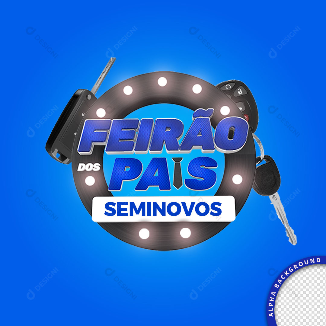 Feirão dos Pais Seminovo Selo 3D PNG Transparente + PSD