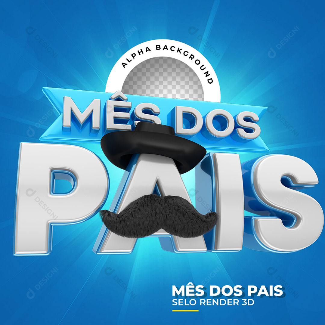 Mês dos Pais Selo 3D PNG Transparente Sem Fundo