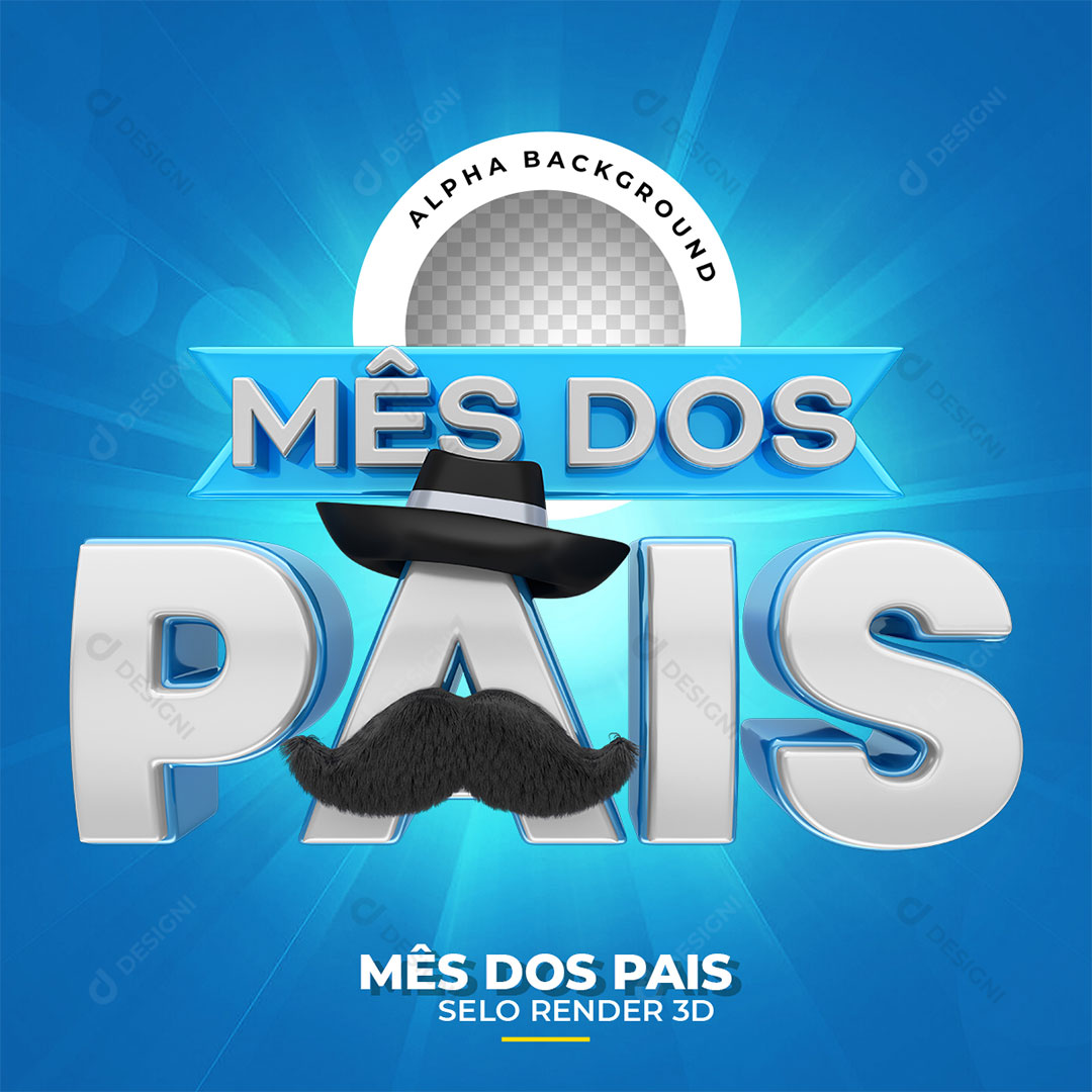 Mês dos Pais Selo 3D PNG Transparente Sem Fundo