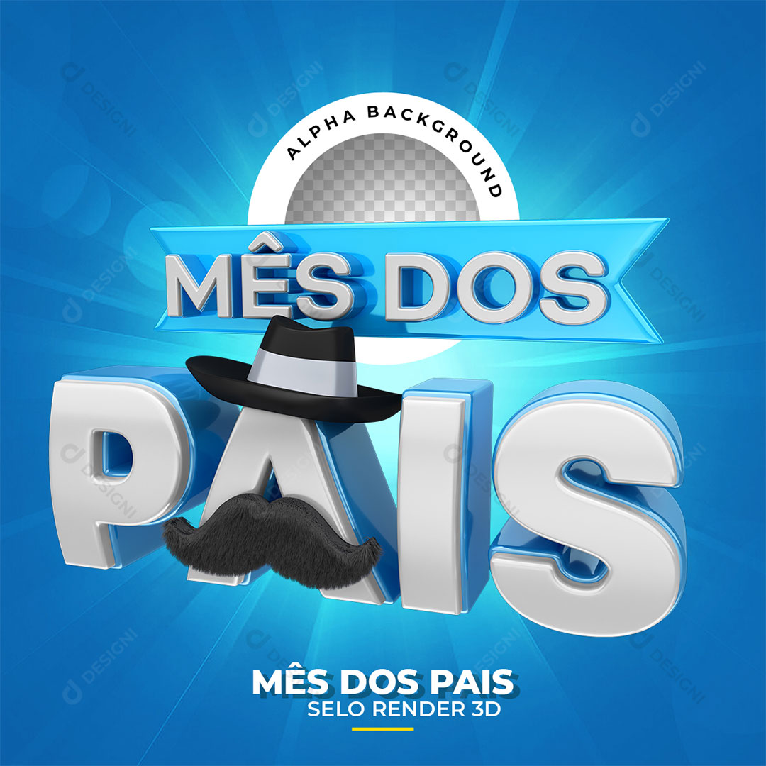 Mês dos Pais Selo 3D PNG Transparente Sem Fundo