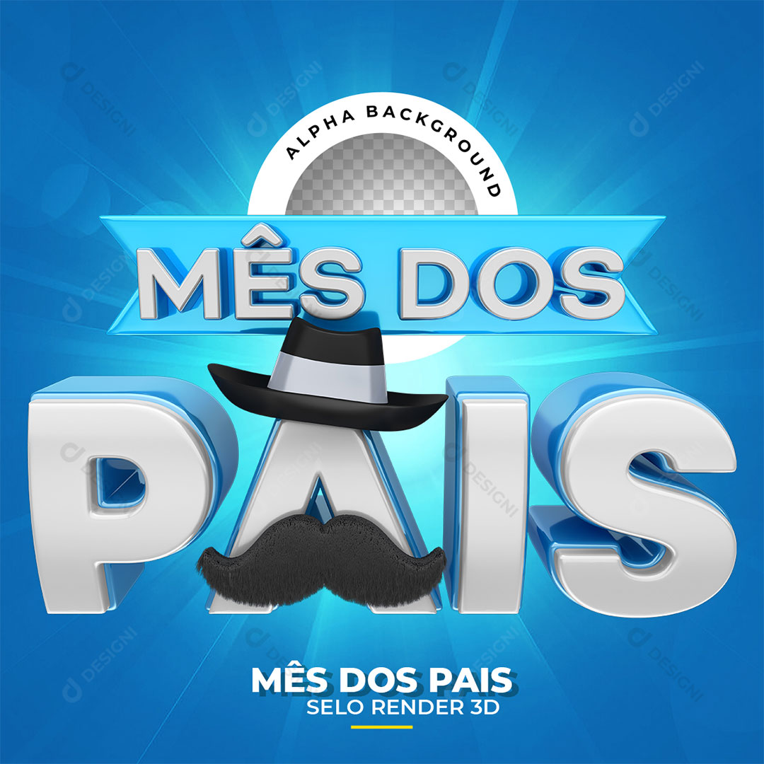 Mês dos Pais Selo 3D PNG Transparente Sem Fundo