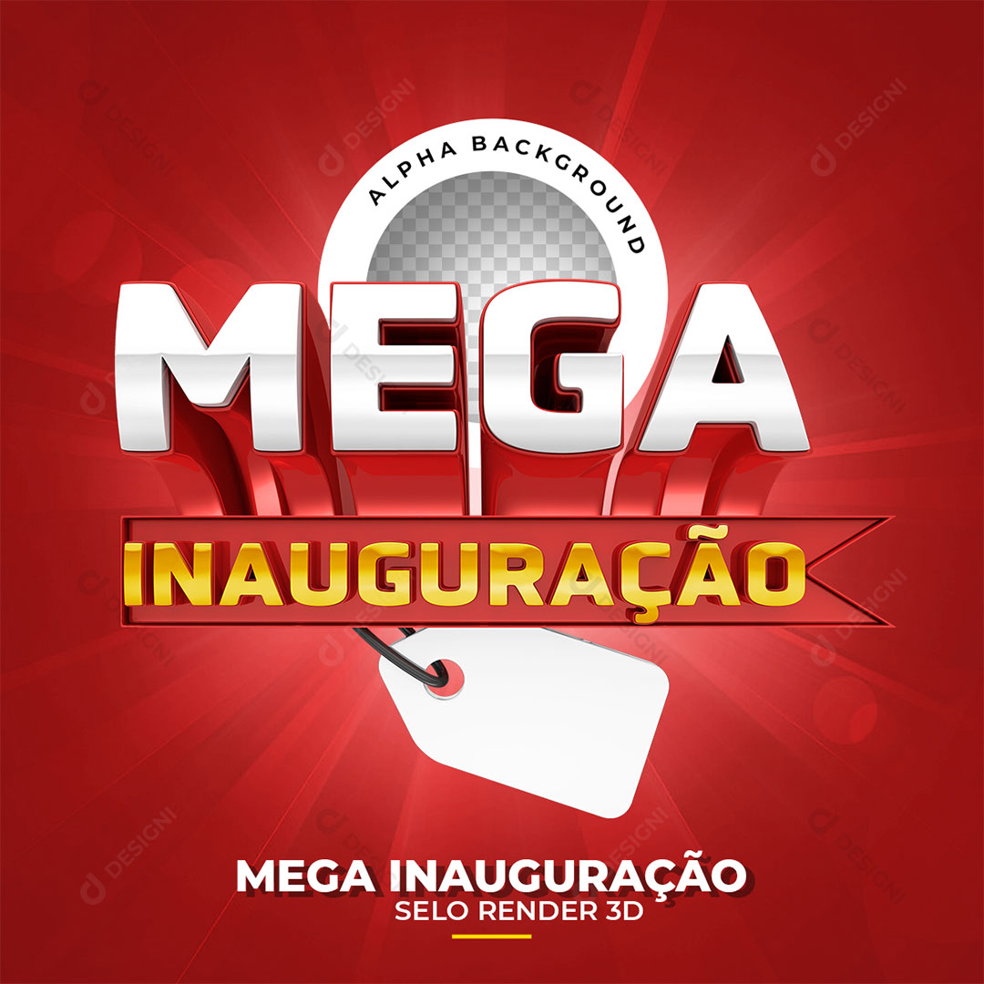Mega Inauguração Selo 3D PNG Transparente Sem Fundo