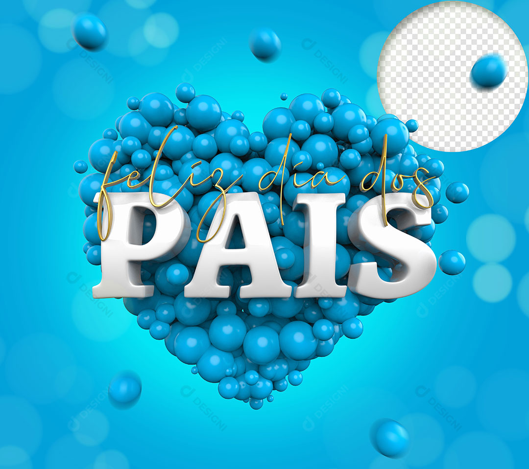 Feliz Dia dos Pais Selo 3D PNG Transparente + PSD