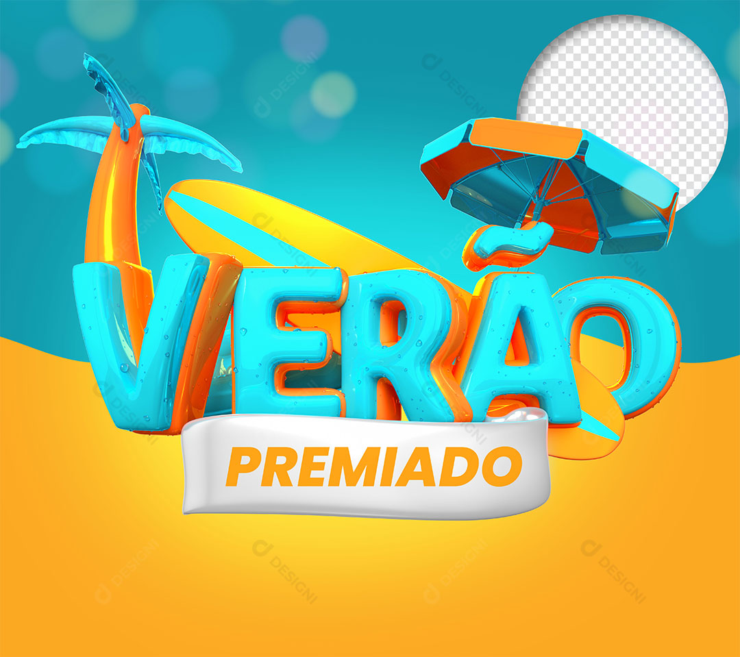 Verão Premiado Selo 3D PNG Transparente + PSD Editável